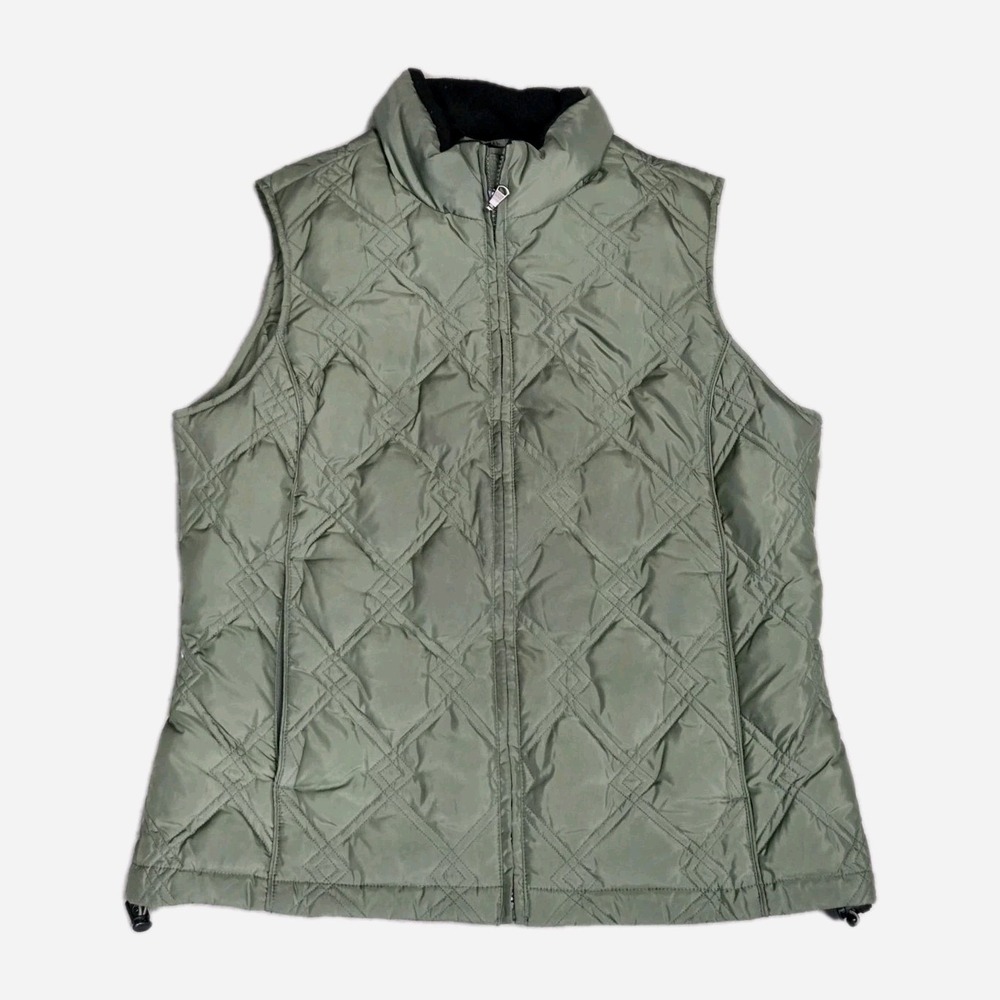 Eddie Bauer Womens Quilted Goose Down Puffer Vest Full Zip Medium Green - Picture 2 of 16
